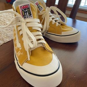 Van’s Sk8 Hi Yellow Checkerboard High Top Sneakers